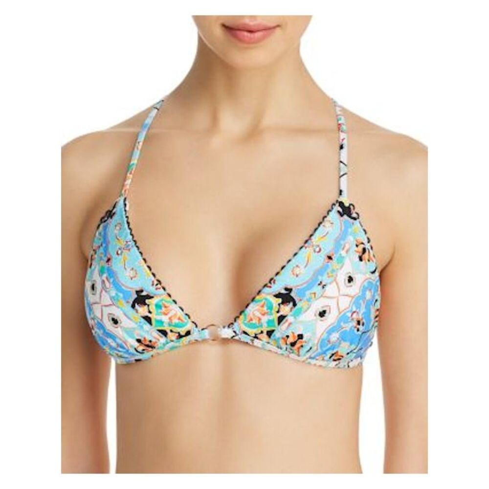 NANETTE LEPORE Women's Multi Color Printed Plunging Triangle Bikini Top 4